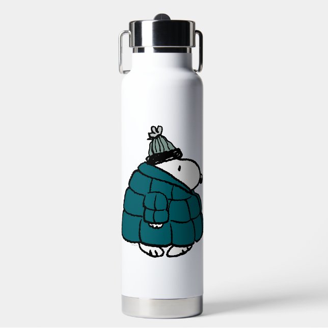 Peanuts | Snoopy Winter Puffy Jacket Water Bottle (Front)