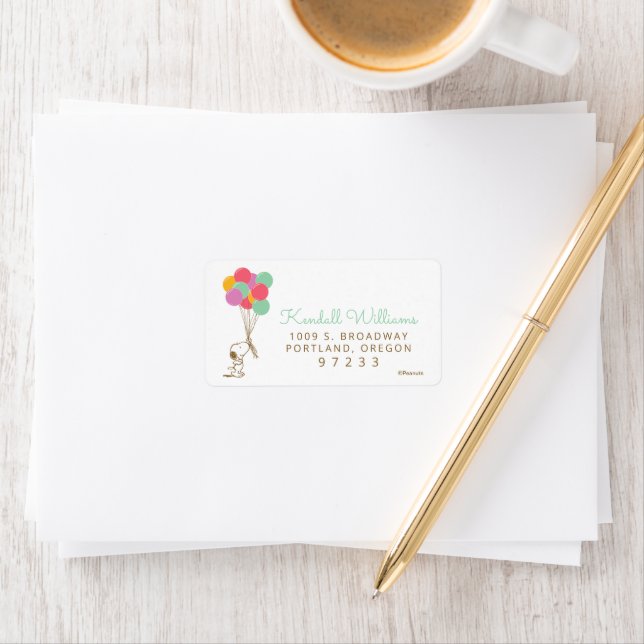 Peanuts | Snoopy with Balloons Baby Shower Label (Insitu)