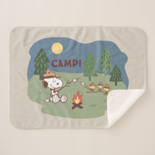 Peanuts   Snoopy & Woodstock at the Campfire Sherpa Blanket