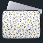 Peanuts | Snoopy & Woodstock B&W Flower Pattern Laptop Sleeve<br><div class="desc">Check out this fun Peanuts design featuring Snoopy and Woodstock.</div>