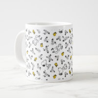 Peanuts | Snoopy & Woodstock B&W Flower Pattern