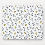 Peanuts | Snoopy & Woodstock B&W Flower Pattern Mouse Pad<br><div class="desc">Check out this fun Peanuts design featuring Snoopy and Woodstock.</div>