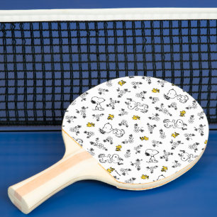 Peanuts   Snoopy & Woodstock B&W Flower Pattern Ping Pong Paddle