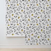 Peanuts | Snoopy & Woodstock B&W Flower Pattern