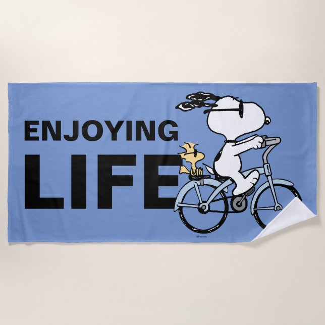 Peanuts | Snoopy & Woodstock Bicycle Beach Towel (Front)