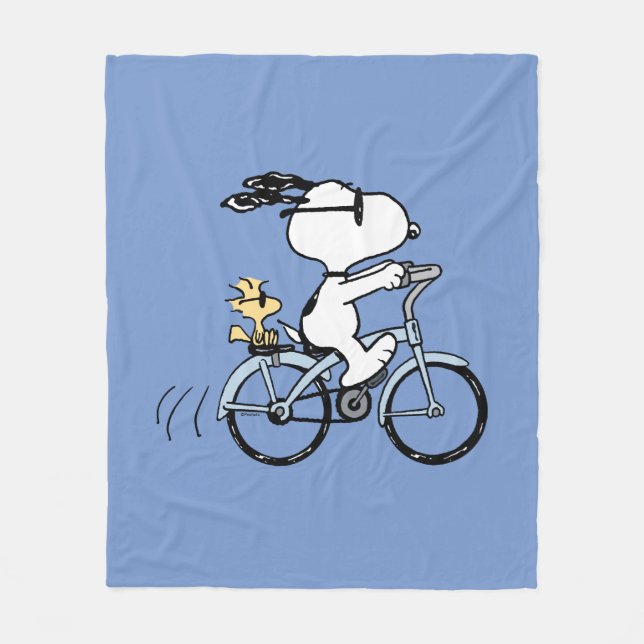 Peanuts | Snoopy & Woodstock Bicycle Fleece Blanket (Front)