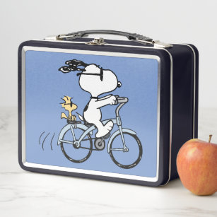Peanuts   Snoopy & Woodstock Bicycle Metal Lunch Box