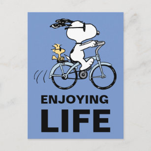 Peanuts   Snoopy & Woodstock Bicycle Postcard