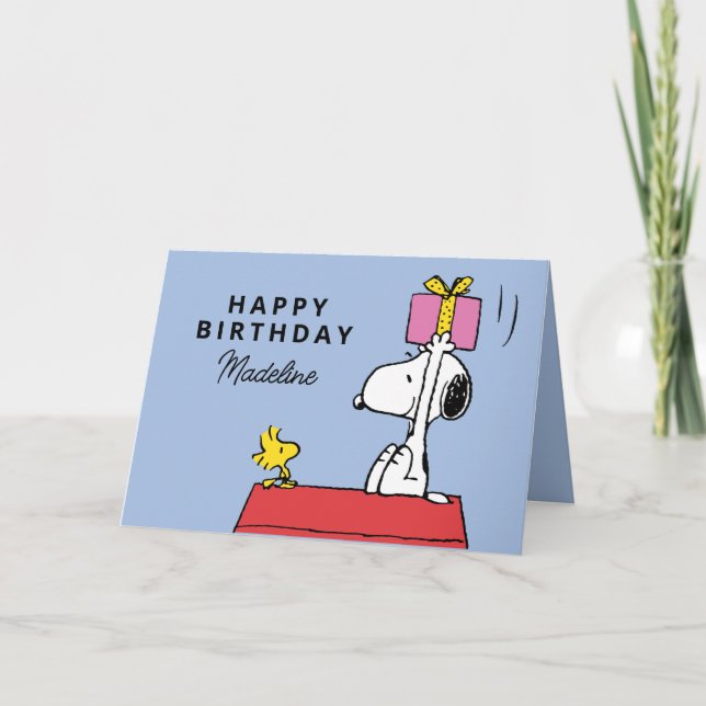 Peanuts | Snoopy & Woodstock Birthday | Add Photo Card (Front)