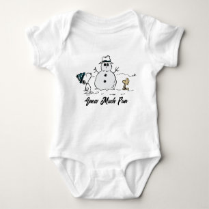 Peanuts Snoopy & Woodstock Build A Snowman Baby Bodysuit