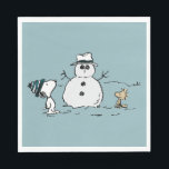 Peanuts | Snoopy & Woodstock Build A Snowman Napkin<br><div class="desc">Check out this fun Peanuts design featuring Snoopy and Woodstock.</div>
