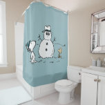 Peanuts | Snoopy & Woodstock Build A Snowman Shower Curtain<br><div class="desc">Check out this fun Peanuts design featuring Snoopy and Woodstock.</div>