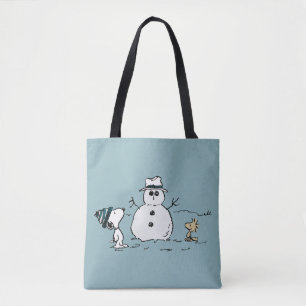 Peanuts   Snoopy & Woodstock Build A Snowman Tote Bag