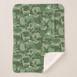 Peanuts   Snoopy & Woodstock Camouflage Camp Sherpa Blanket