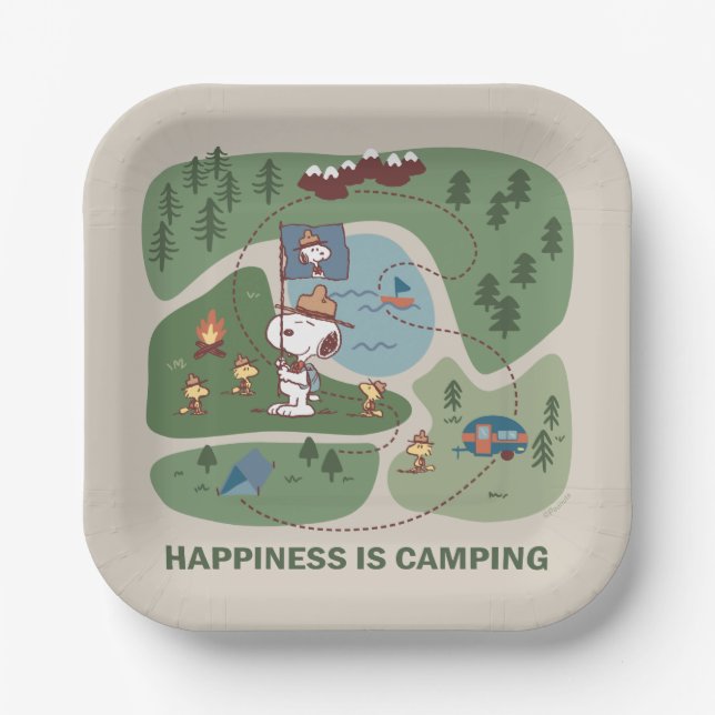 Peanuts | Snoopy & Woodstock Camp Map Paper Plate (Front)