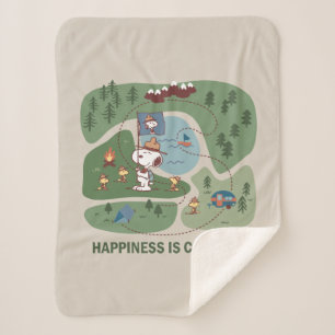 Peanuts   Snoopy & Woodstock Camp Map Sherpa Blanket