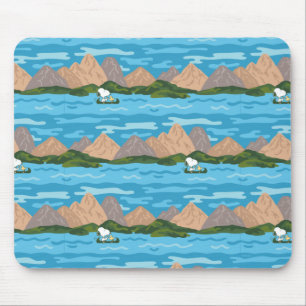 Peanuts   Snoopy & Woodstock Canoe Ride Pattern Mouse Pad