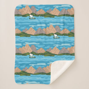 Peanuts   Snoopy & Woodstock Canoe Ride Sherpa Blanket