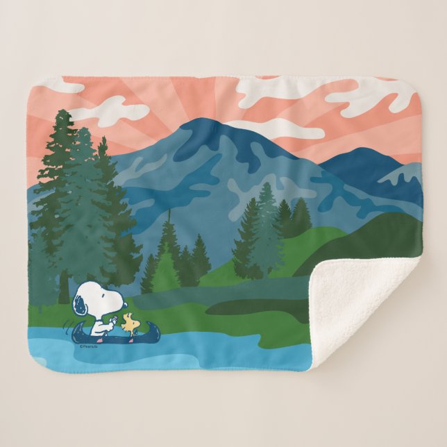 Peanuts | Snoopy & Woodstock Canoe Sherpa Blanket (Front (Horizontal))