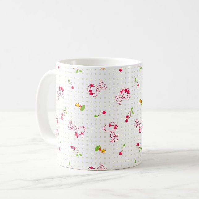Peanuts | Snoopy & Woodstock Cherry Pattern Coffee Mug (Front Left)