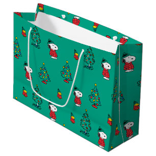 Peanuts   Snoopy & Woodstock Christmas Pattern Large Gift Bag