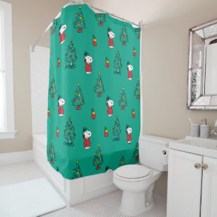 Peanuts   Snoopy & Woodstock Christmas Pattern Shower Curtain
