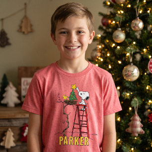 Peanuts Snoopy & Woodstock Christmas Tree Tri-Blend Shirt