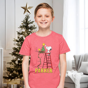 Peanuts Snoopy & Woodstock Christmas Tree Tri-Blend Shirt