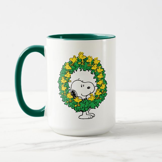 Peanuts | Snoopy & Woodstock Christmas Wreath Mug (Left)