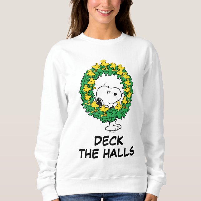 Peanuts | Snoopy & Woodstock Christmas Wreath Sweatshirt (Front)