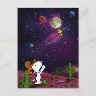 Peanuts Snoopy & Woodstock Cowboy Postcard