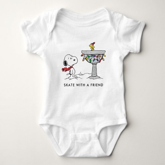 Peanuts | Snoopy & Woodstock Decorated Bird Bath Baby Bodysuit (Front)