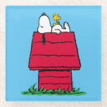Peanuts | Snoopy & Woodstock Doghouse Glass Coaster<br><div class="desc">Check out this fun Peanuts design featuring Snoopy and Woodstock.</div>