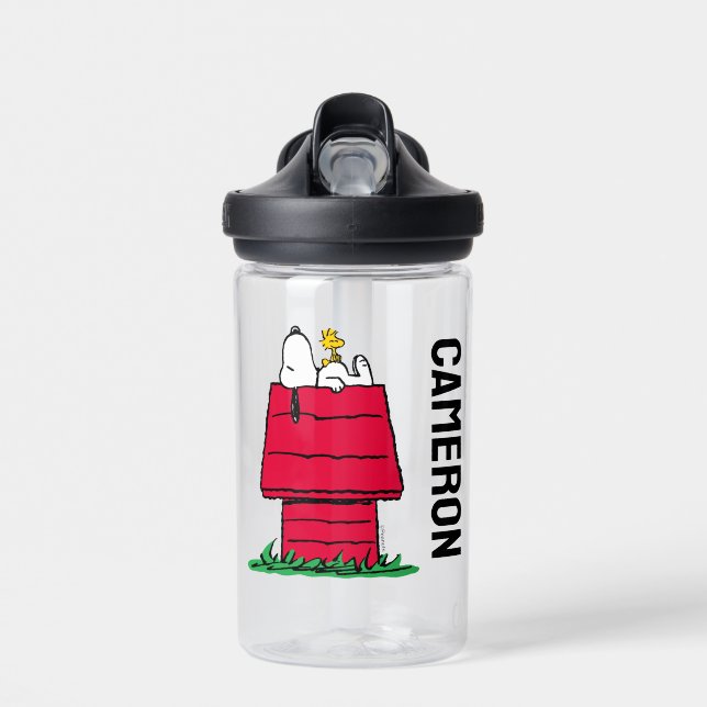 Peanuts | Snoopy & Woodstock Doghouse Water Bottle (Front)