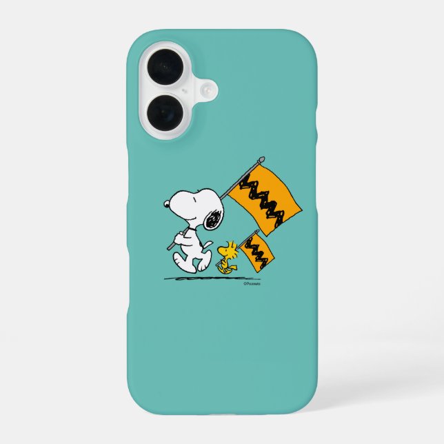 Peanuts | Snoopy & Woodstock Flags iPhone 16 Case (Back)