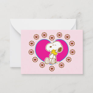 Peanuts   Snoopy & Woodstock Floral Heart Hug Card