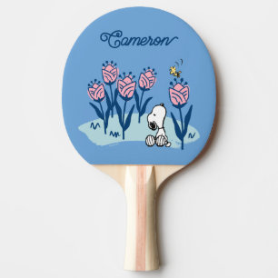 Peanuts Snoopy & Woodstock Flower   Add Your Name Ping Pong Paddle