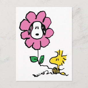 Peanuts Snoopy & Woodstock Flower Postcard