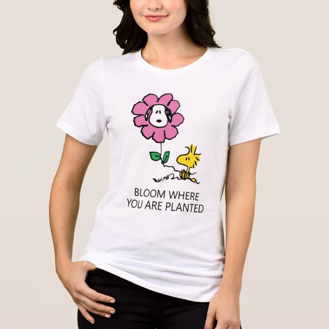 Peanuts | Snoopy & Woodstock Flower Tri-Blend Shirt (Front)