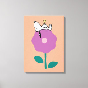 Peanuts   Snoopy & Woodstock Flower Whistle Canvas Print