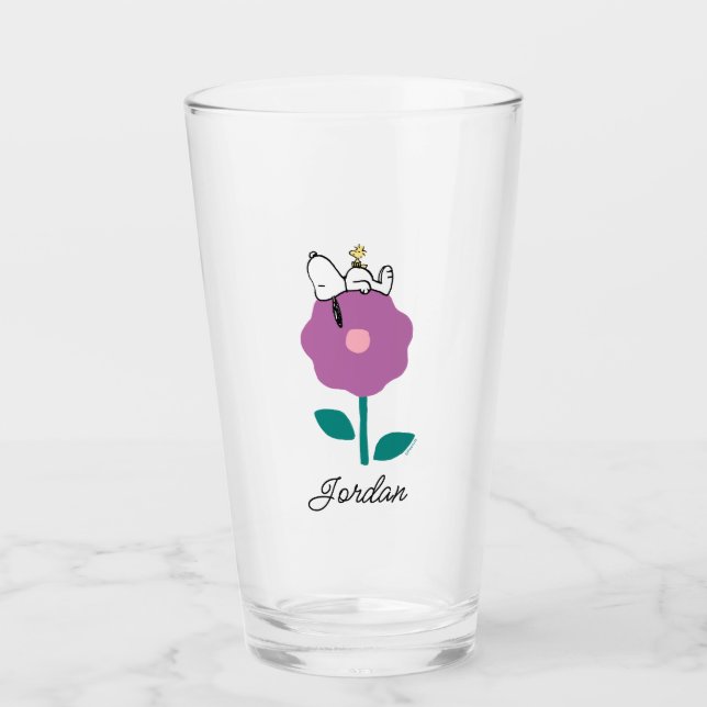 Peanuts | Snoopy & Woodstock Flower Whistle Glass (Front)