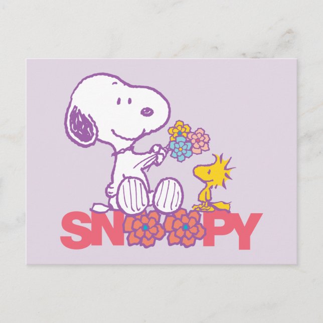 Peanuts | Snoopy & Woodstock Flowers Postcard (Front)