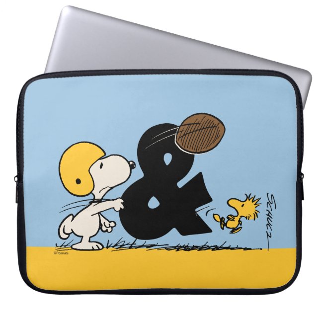 Peanuts | Snoopy & Woodstock Football Laptop Sleeve (Front)