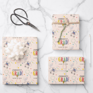 Peanuts Snoopy Woodstock Graduation Wrapping Paper Sheet