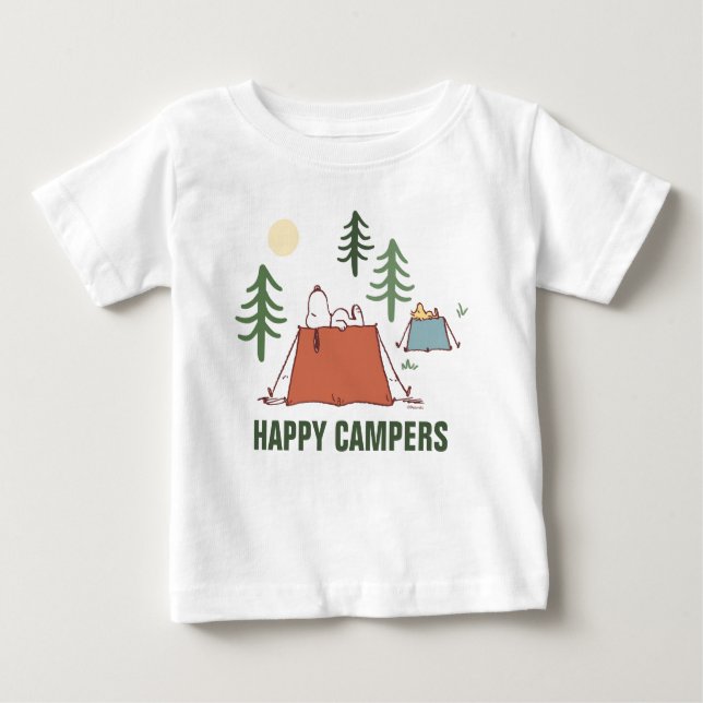 Peanuts | Snoopy & Woodstock Happiness is Camping Baby T-Shirt (Front)