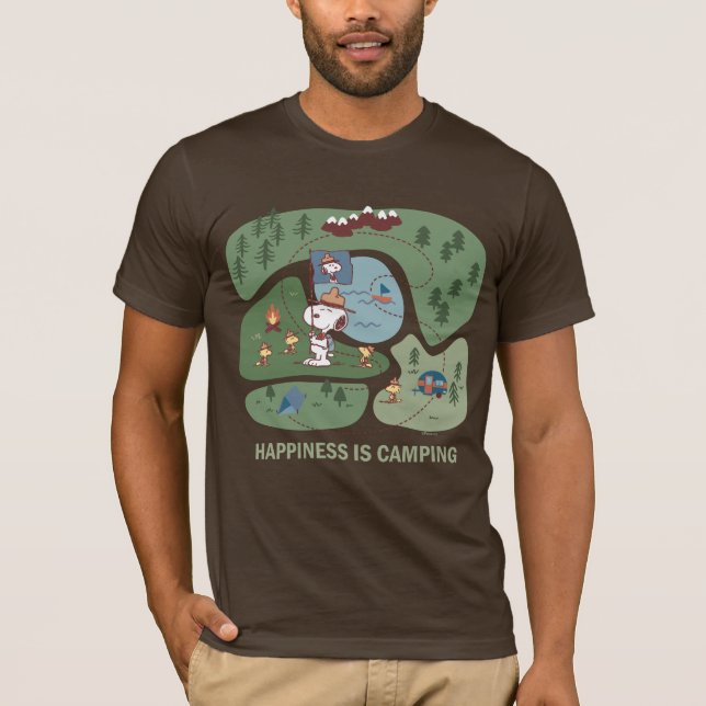 Peanuts | Snoopy & Woodstock Happiness is Camping T-Shirt (Front)