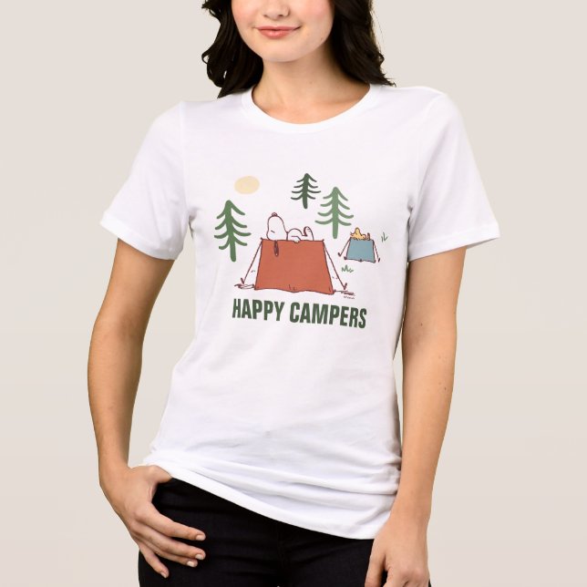 Peanuts | Snoopy & Woodstock Happiness is Camping Tri-Blend Shirt (Front)