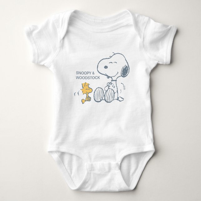 Peanuts | Snoopy & Woodstock Happy Baby Bodysuit (Front)