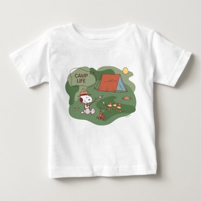 Peanuts | Snoopy & Woodstock Happy Campers Baby T-Shirt (Front)