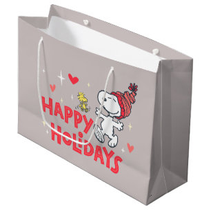 Peanuts   Snoopy & Woodstock Happy Holidays Large Gift Bag